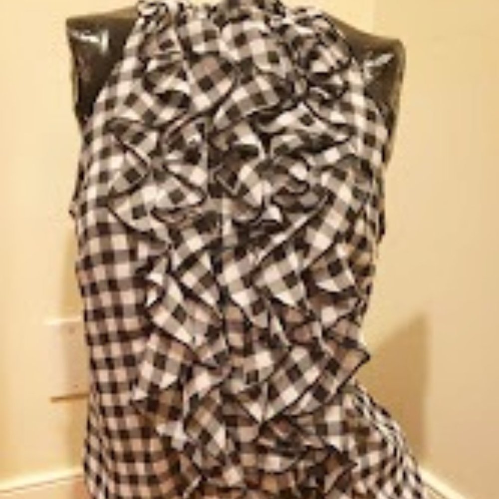 Xhilaration black & white sleeveless shirt ruffles size small